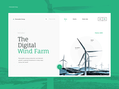Renewable Energy Page design dribbbleshot eco energy green interface power typography ui ux web webdesign wind windfarm