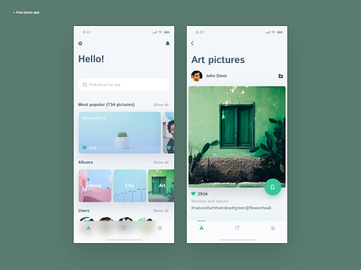 Free Photo App app design dribbbleshot images interface ios mobile nature photo typography ui userexperiencedesign ux