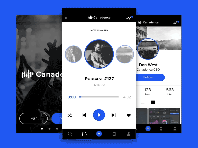 Canadenca Music branding browser canadena music. design mobile music application ui ux