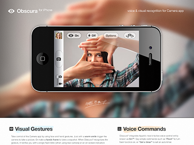Obscura for iPhone (Concept) camera feature gesture iphone obscura recognition