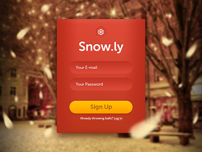 Snow.ly Sign Up bright log in login red sign in sign up snow winter yellow