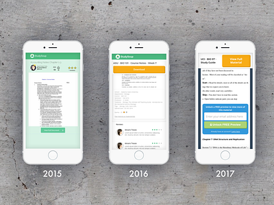 Mobile evolution of the StudySoup material page