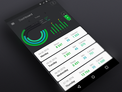 Mi Band Control android dashboard flat flat design graph material design miband ui