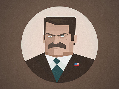 Ron illustration moustache parks ron swanson