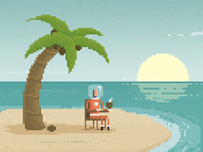 Holiday coconuts holiday illustration palmtree pixels sunset