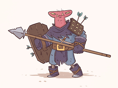 Pinky doodle fantasy illustration spear
