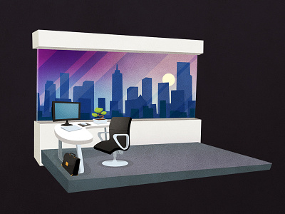 Office 2 background bonsai chair corporate desk illustration office skyline