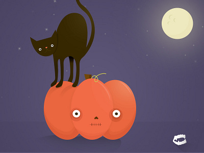 Scared Pumpkin cat halloween moon pumpkin