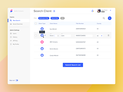 Title Insurance Tool for Client, White-labeled dashboard portal ui ux