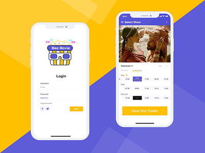 Movie Ticket Booking App app design app mobile booking ios iphone x login movie ticket booking ui uiux ux