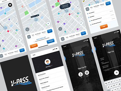 Vpass app design car dark design location map navigation traffic ui uiux ux vehicle