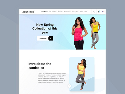 Landing page for clothing