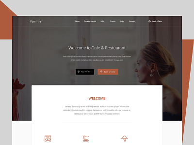 Restuarant Home Page cafe delicious design dinner eating food food and drink healthy layout lunch menu online booking restuarant sketch ui uiux