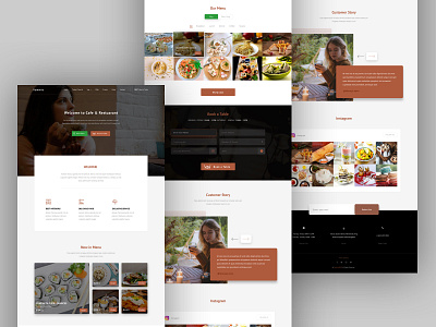 Restuarant home page app booking cafe creative delicious design dinner eat food health home service layout lunch marketing modern reservation restaurant sketch uiux web