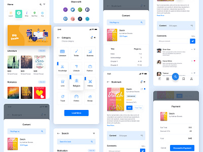 Booklib App app clean creative design illustration knowledge layout learning app library modern online read sketch study uiux vector