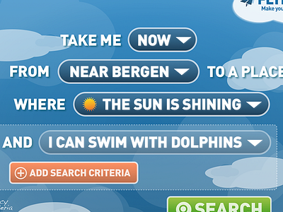 flymeto.eu - Search Interface dolphin flight flymeto form search search interface semantic site sun travel web
