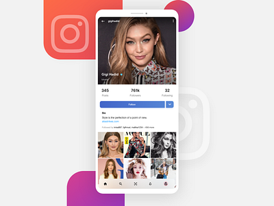 Instagram User Profile Redesign #dailyui #006 android illustration instagram ios redesign ui ui ux uidesign user center design user profile