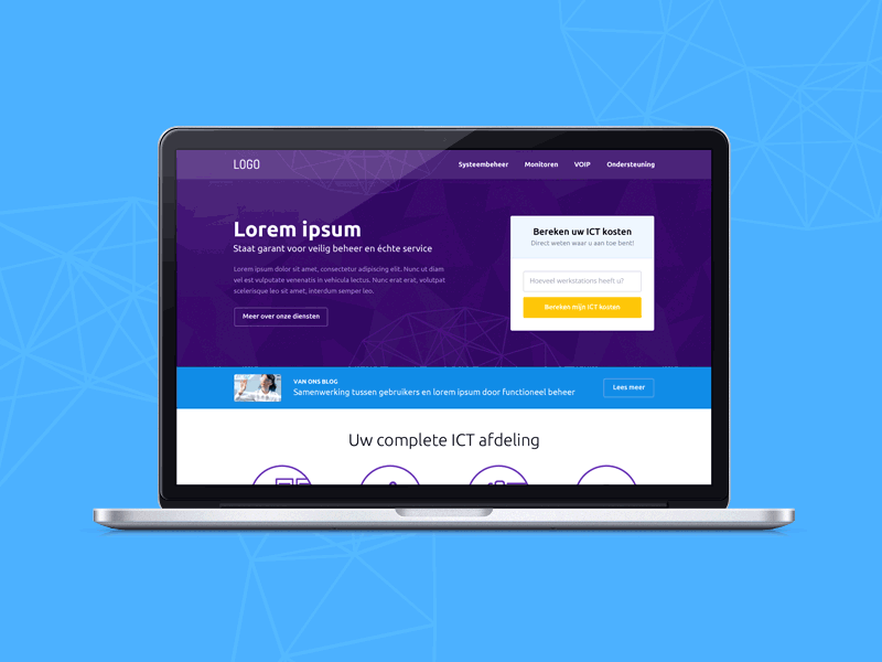 Brand new blue design flat fresh purple ui website