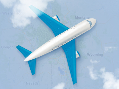 Airplane air blue clouds engine map plane sky