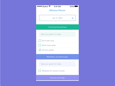 Anxiety Reliever's Wellness Planner app concept debut design interface ios planner ui ux wellness