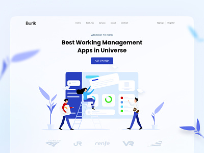Burik Management Apps 2dcharacter character crm design hero illustration management uiux website work