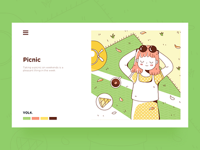 Day4-Picnic card doodle girl green illustration picnic