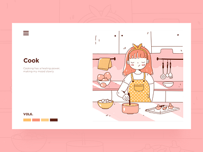 Day6-Cook card cook doodle girl illustration pink