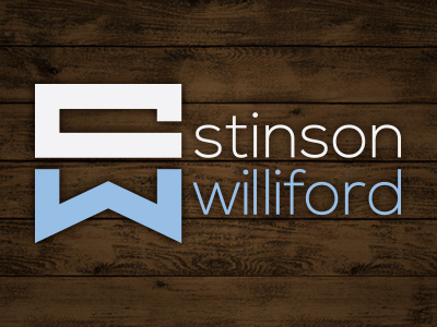 Logo: Stinson Williford blue build design logo richmond rva s signs va virginia w white