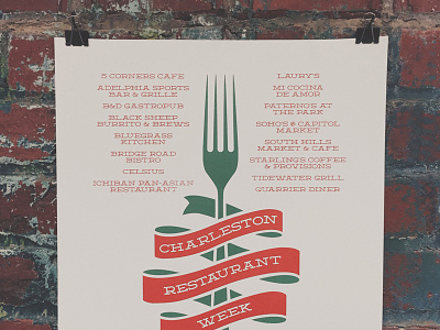 Charleston Restaurant Week Poster charleston deming food foodie fork poster restaurant screen print west virginia wv