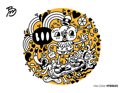 Boo In The Sky-illustraion-by-Mario-Biancolella black cartoon color comics creative doodles graphic illustration illustrator orange vintage white