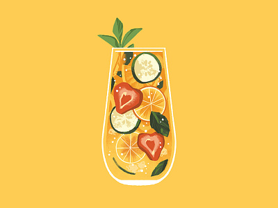 Pimms Cup cocktail drawing food fruit illustration lifestyle