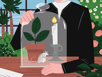 Joseph Priestley's Photosynthesis Experiment animal childrensbook hands history illustration mouse people person plants science