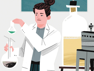 Marie Curie in the Lab character chemistry chidrensillustration history illustration labratory science woman