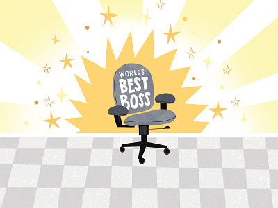 World's Best Boss boss chair desk employee illustration office typography