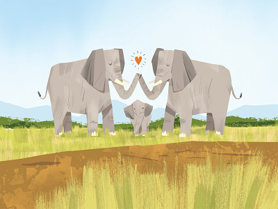 Elephant Family animal character childrensbook cute elephant illustration nature