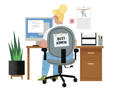Best Admin Ever admin character desk employee illustration office people work workfromhome