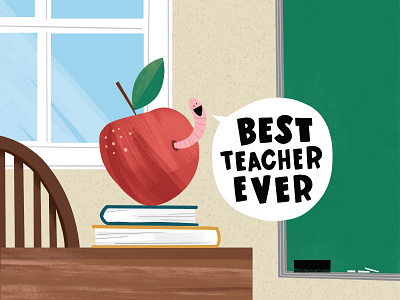 Best Teacher EVER! apple character cute illustration teacher typography