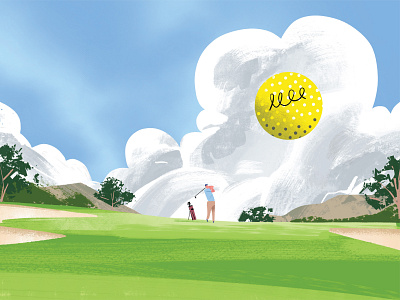 Fore! character clouds golf illustration landscape sky sport