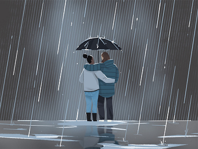 Weather this Together dark friends illustration people rain weather