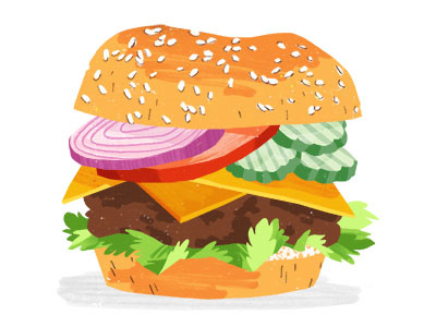 Classic Burger drawing food illustration