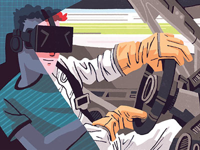 VR Racing drawing editorial illustration magazine racing vr