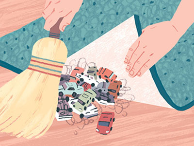 Under the Rug drawing editorial illustration