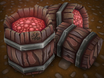 Barril 3d assets handpainted textures videogames