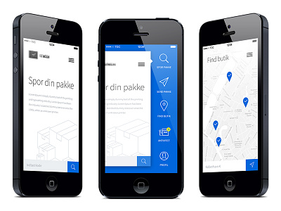 App design with off canvas app blue design interface map menu navigation off canvas wallmob design team