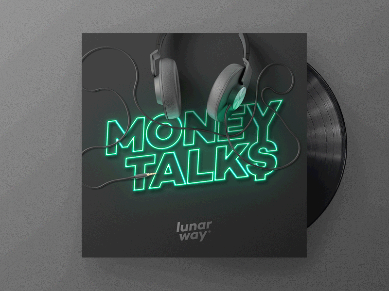 Money Talks - Podcast cover album audio cover flashing neon podcast