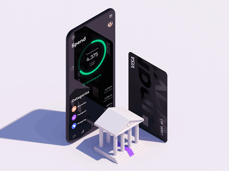 App and card illustration 3d app bank banking black branding card cinema 4d credit card credit card design icon illustration interface isometric render ui