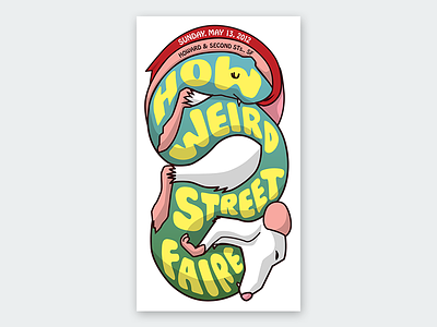 How Weird Street Faire Poster - 2012 art illustration mouse poster silkscreen snake weird