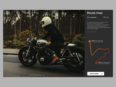 Race card card design event map moto motobike race ui ux web