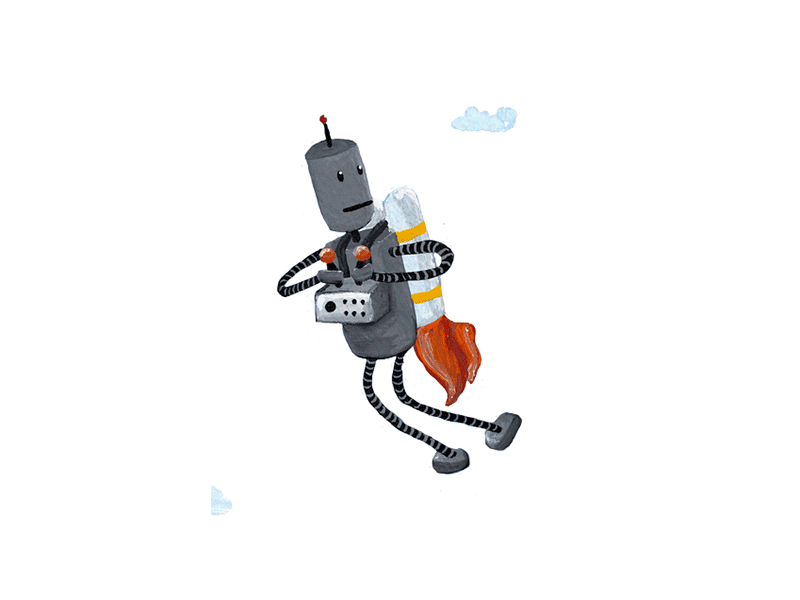 Jet Pack Robot Animation animation character gif gouache illustration painting robot