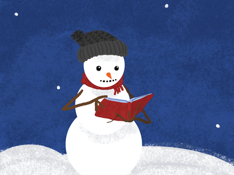 Reading Snow Person animation character gif holiday motion photoshop reading snow winter